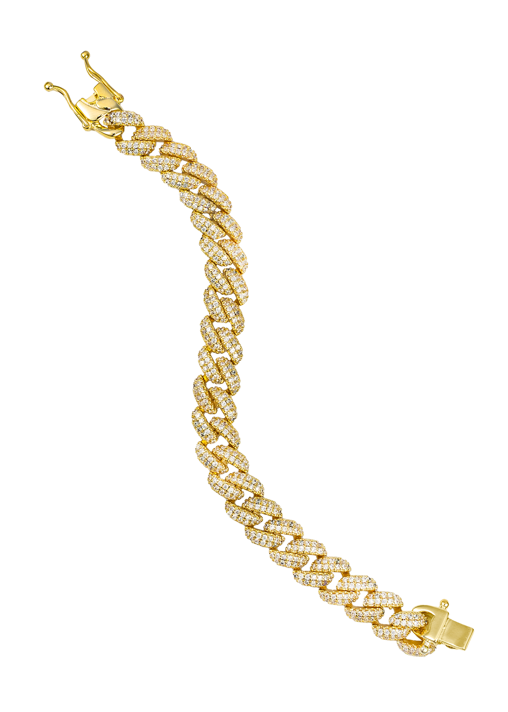 Cuban Curb Chain Bracelet With CZ Stones