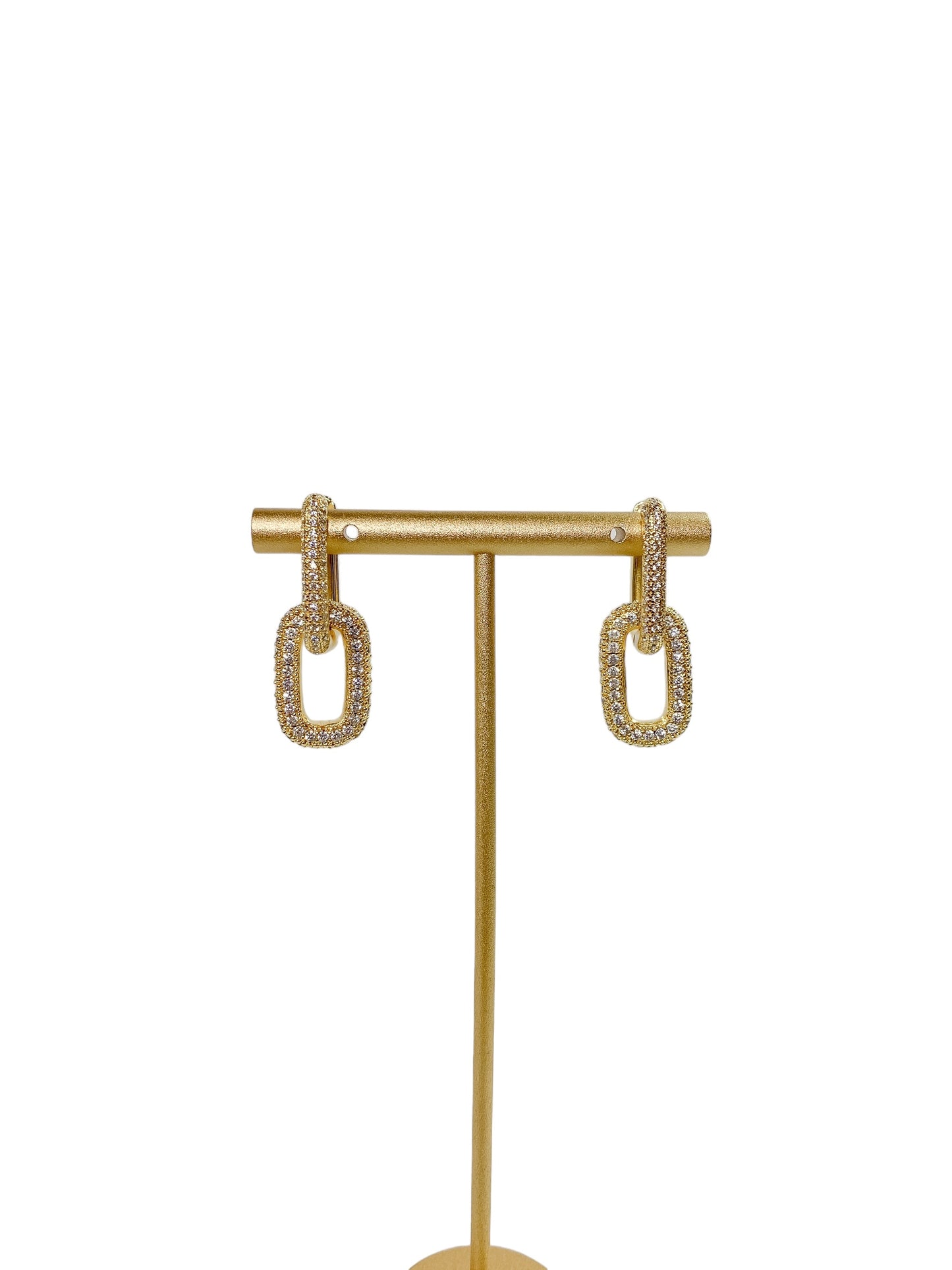 Paper Clip Chain Dangle Earrings Gold