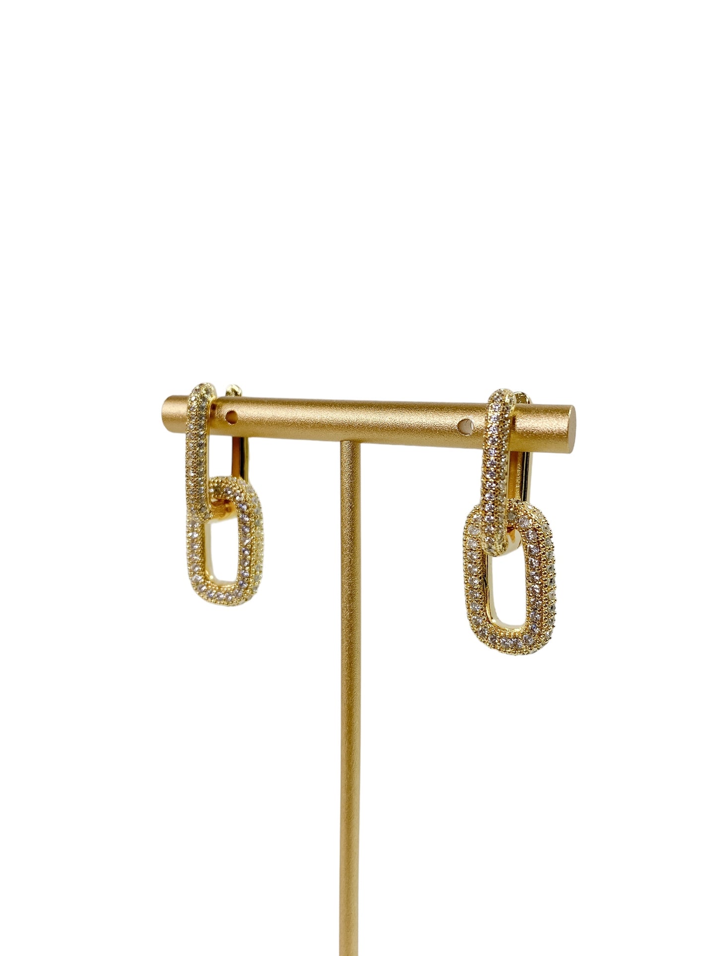 Paper Clip Chain Dangle Earrings Gold